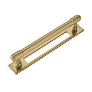 5 Pack Cabinet Pull Backplate 6" 152mm Brushed Gold Brass Zinc NIB